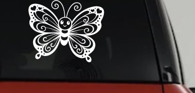 Butterfly with Hearts Car or Truck Vinyl Window Decal Sticker