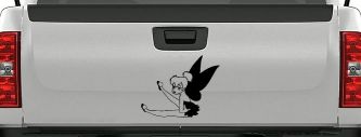 Tinkerbell Fairy Sitting all Sassy Car or Truck Vinyl Window Decal Sticker (Black)