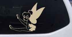 Tinkerbell Fairy Sitting all Sassy Car or Truck Vinyl Window Decal Sticker (Desert Sand)
