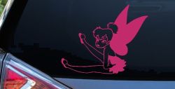 Tinkerbell Fairy Sitting all Sassy Car or Truck Vinyl Window Decal Sticker (Hot Pink)