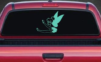 Tinkerbell Fairy Sitting all Sassy Car or Truck Vinyl Window Decal Sticker (Mint)