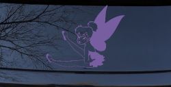 Tinkerbell Fairy Sitting all Sassy Car or Truck Vinyl Window Decal Sticker (Purple)