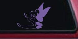 Tinkerbell Fairy Sitting all Sassy Car or Truck Vinyl Window Decal Sticker (Purple)
