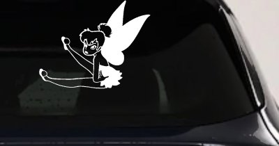 Tinkerbell Fairy Sitting all Sassy Car or Truck Vinyl Window Decal Sticker (White)