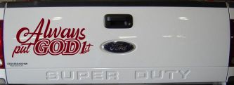 Always Put God First Car or Truck Vinyl Window Decal Sticker (Burgundy)