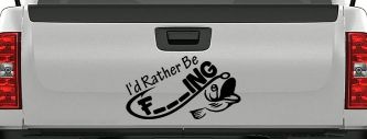 I'd Rather Be Fishing Funny F___ING Car or Truck Vinyl Window Decal Sticker (Black)