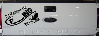 I'd Rather Be Fishing Funny F___ING Car or Truck Vinyl Window Decal Sticker (Black)
