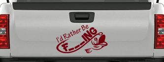 I'd Rather Be Fishing Funny F___ING Car or Truck Vinyl Window Decal Sticker (Burgundy)