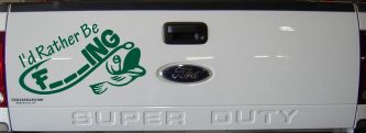 I'd Rather Be Fishing Funny F___ING Car or Truck Vinyl Window Decal Sticker (Dark Green)