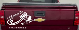 I'd Rather Be Fishing Funny F___ING Car or Truck Vinyl Window Decal Sticker (White)