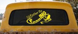 I'd Rather Be Fishing Funny F___ING Car or Truck Vinyl Window Decal Sticker (Yellow)