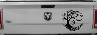Tree Blowing in the Wind Car or Truck Vinyl Window Decal Sticker (Black)