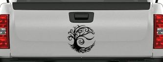 Tree Blowing in the Wind Car or Truck Vinyl Window Decal Sticker (Black)