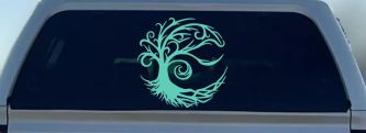 Tree Blowing in the Wind Car or Truck Vinyl Window Decal Sticker (Mint)