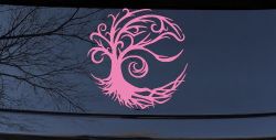 Tree Blowing in the Wind Car or Truck Vinyl Window Decal Sticker (Pink)