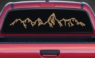 Teton Montain Range Car or Truck Vinyl Window Decal Sticker (Light Brown)