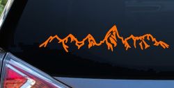 Teton Montain Range Car or Truck Vinyl Window Decal Sticker (Orange)
