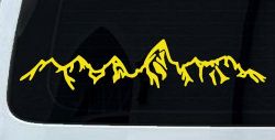 Teton Montain Range Car or Truck Vinyl Window Decal Sticker (Yellow)