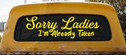 Funny Sorry Ladies I'm Taken For Boyfriends and Husbands Car or Truck Vinyl Window Decal Sticker (Yellow)