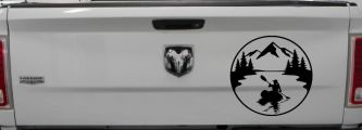 Girl Kayaking in Mountains Car or Truck Vinyl Window Decal Sticker (Black)