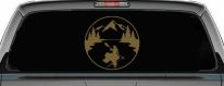 Girl Kayaking in Mountains Car or Truck Vinyl Window Decal Sticker (Gold)