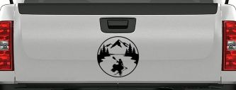 Girl Kayaking in Mountains Car or Truck Vinyl Window Decal Sticker (Matte Black)