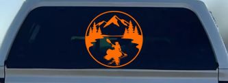 Girl Kayaking in Mountains Car or Truck Vinyl Window Decal Sticker (Orange)