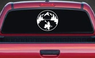 Girl Kayaking in Mountains Car or Truck Vinyl Window Decal Sticker