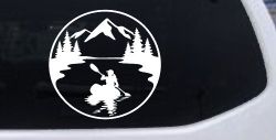 Girl Kayaking in Mountains Car or Truck Vinyl Window Decal Sticker