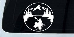 Girl Kayaking in Mountains Car or Truck Vinyl Window Decal Sticker