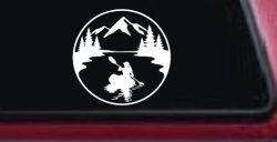 Girl Kayaking in Mountains Car or Truck Vinyl Window Decal Sticker