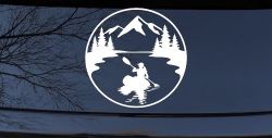 Girl Kayaking in Mountains Car or Truck Vinyl Window Decal Sticker