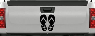 Palm Tree Flip Flops Beach Car or Truck Vinyl Window Decal Sticker (Black)
