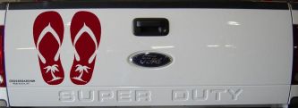 Palm Tree Flip Flops Beach Car or Truck Vinyl Window Decal Sticker (Burgundy)