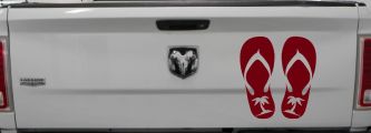 Palm Tree Flip Flops Beach Car or Truck Vinyl Window Decal Sticker (Burgundy)