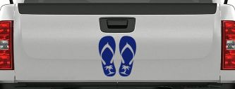 Palm Tree Flip Flops Beach Car or Truck Vinyl Window Decal Sticker (Navy)