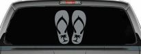 Palm Tree Flip Flops Beach Car or Truck Vinyl Window Decal Sticker (Telegrey)