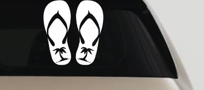 Palm Tree Flip Flops Beach Car or Truck Vinyl Window Decal Sticker