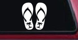 Palm Tree Flip Flops Beach Car or Truck Vinyl Window Decal Sticker