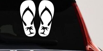Palm Tree Flip Flops Beach Car or Truck Vinyl Window Decal Sticker