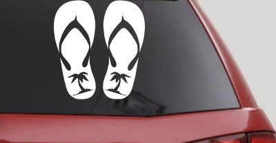 Palm Tree Flip Flops Beach Car or Truck Vinyl Window Decal Sticker