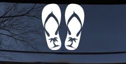 Palm Tree Flip Flops Beach Car or Truck Vinyl Window Decal Sticker