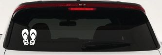 Palm Tree Flip Flops Beach Car or Truck Vinyl Window Decal Sticker (White)
