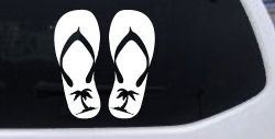 Palm Tree Flip Flops Beach Car or Truck Vinyl Window Decal Sticker
