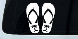 Palm Tree Flip Flops Beach Car or Truck Vinyl Window Decal Sticker