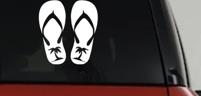 Palm Tree Flip Flops Beach Car or Truck Vinyl Window Decal Sticker
