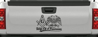 Wife of a Freemason Shriner 32 degree Car or Truck Vinyl Window Decal Sticker (Black)
