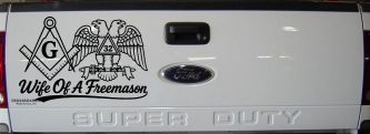Wife of a Freemason Shriner 32 degree Car or Truck Vinyl Window Decal Sticker (Black)