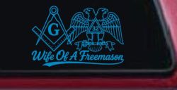 Wife of a Freemason Shriner 32 degree Car or Truck Vinyl Window Decal Sticker (Blue)