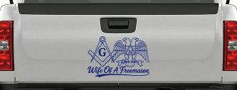 Wife of a Freemason Shriner 32 degree Car or Truck Vinyl Window Decal Sticker (Navy)